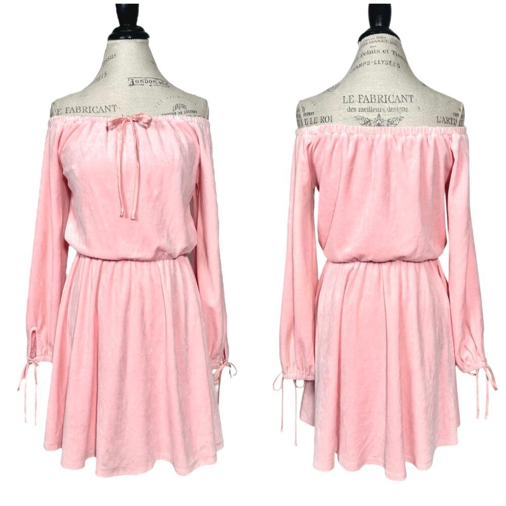 Juicy Couture Black Label | Women | Blush Pink Soft Velour Mini Dress | Small